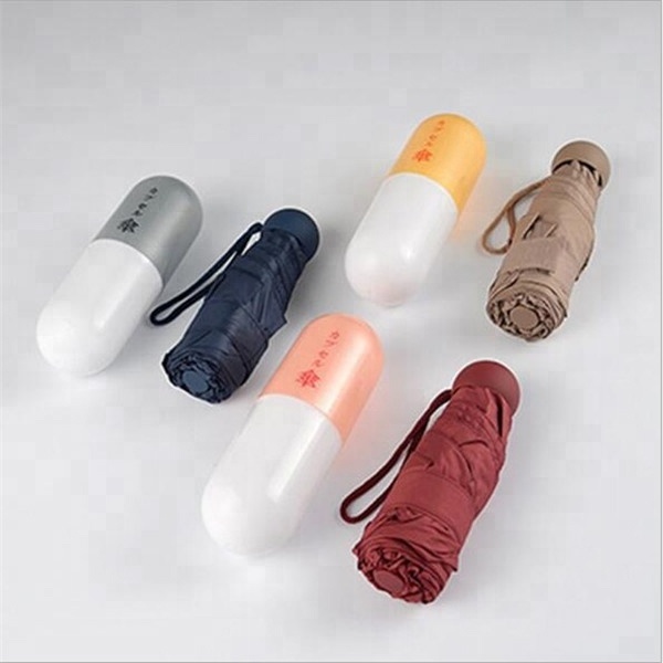 New Design Hot Sell super mini 5 folding umbrella with packaging case capsule umbrella travel foldable phone umbrella