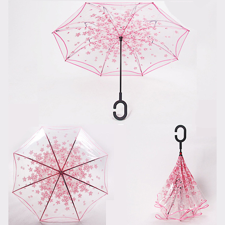 Personal Sun Poe New Vention Reverse Eco-friendly Transparent Umbrella