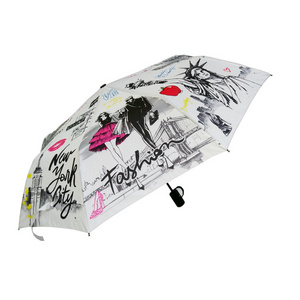 2023 The Statue of Liberty creative design automatically opens a windproof travel foldable umbrella 3 fold umbrella