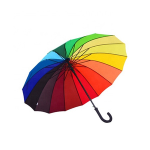 Wooden Frame Handle Auto Rainbow 23"*16k Straight Umbrella