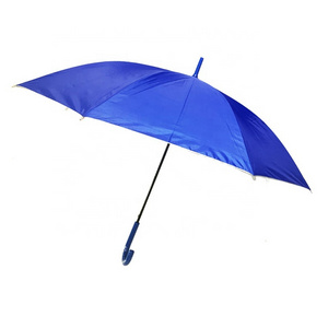 Standard size silver coated straight umbrella with J shape handle