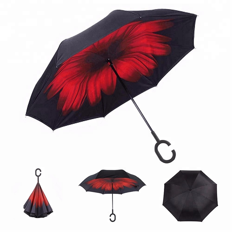 Portable Large Capacity Custom Double Layer Auto Stand Umbrella Made China Umbrella Invert