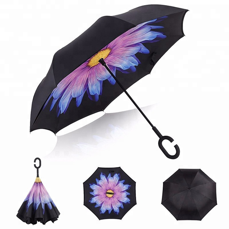 Portable Large Capacity Custom Double Layer Auto Stand Umbrella Made China Umbrella Invert