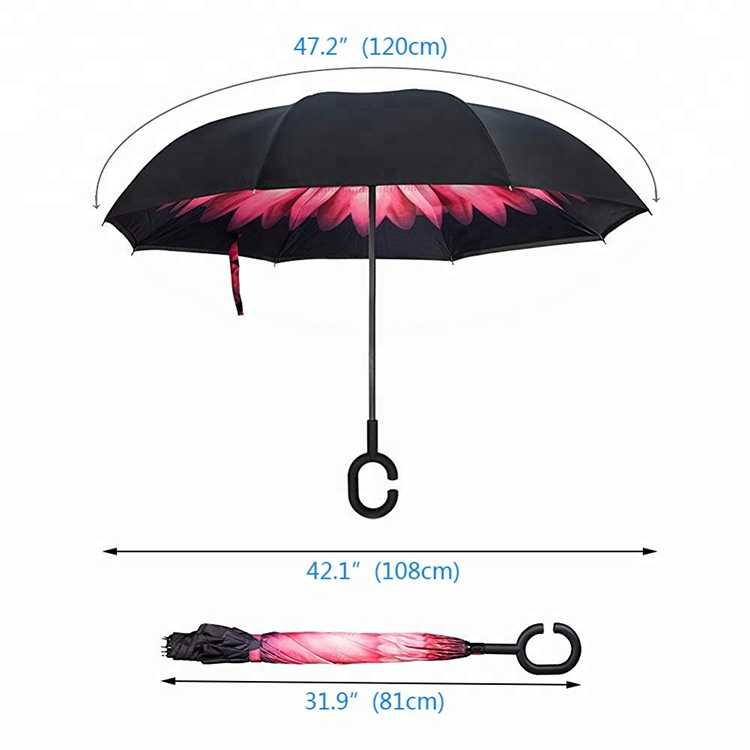 Portable Large Capacity Custom Double Layer Auto Stand Umbrella Made China Umbrella Invert