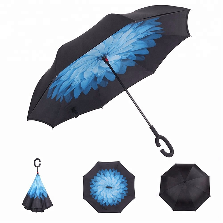 Portable Large Capacity Custom Double Layer Auto Stand Umbrella Made China Umbrella Invert