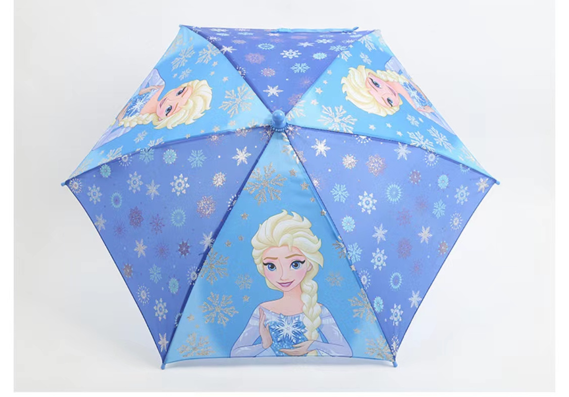 2023 hot sale children kids Frozen Elsa Anna pink blue Princess cartoon cheap stick girl's fancy umbrella