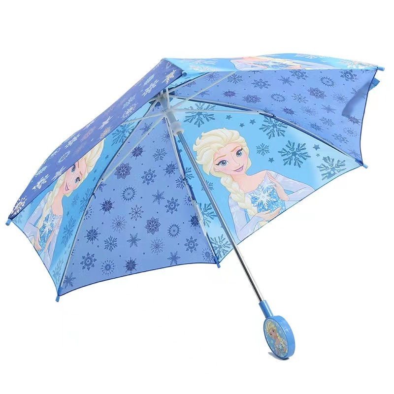 2023 hot sale children kids Frozen Elsa Anna pink blue Princess cartoon cheap stick girl's fancy umbrella