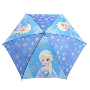 2023 hot sale children kids Frozen Elsa Anna pink blue Princess cartoon cheap stick girl's fancy umbrella