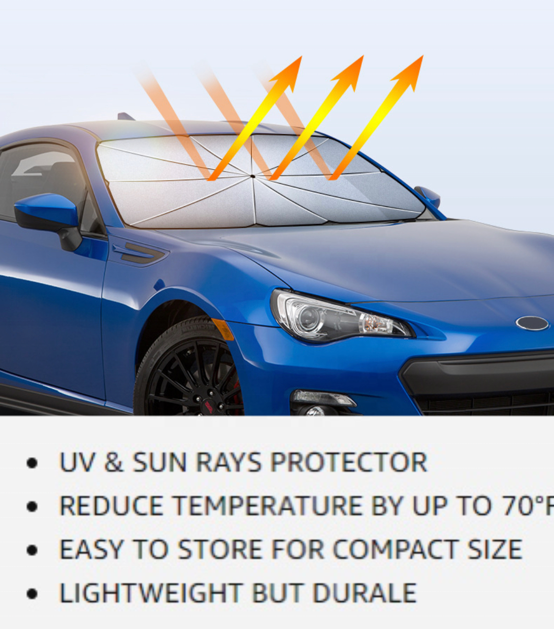 Car Window Shades  Foldable Umbrella Reflective Windshield Sunshade for Car Front Window Blocks UV Rays Heat Keep Vehicle Cool