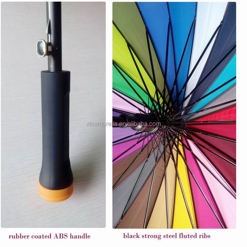 Black Coated Rainbow Umbrella China Manufacturer Promotion Advertising Umbrella Straight Golf Umbrella