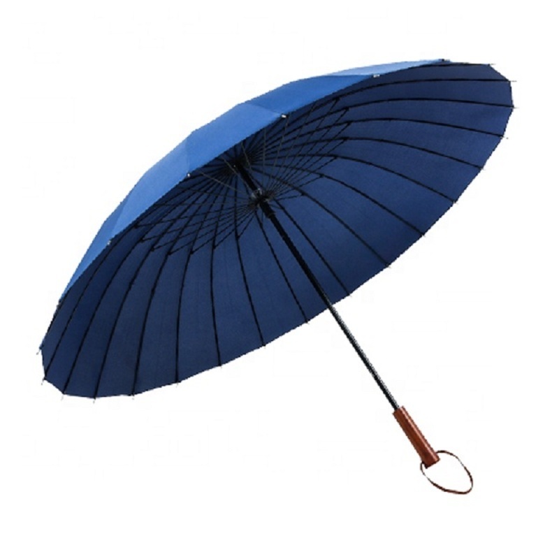 Auto Open Red 24 Ribs Multi Panels Wooden Long Handle Windproof firm Golf Straight Umbrella