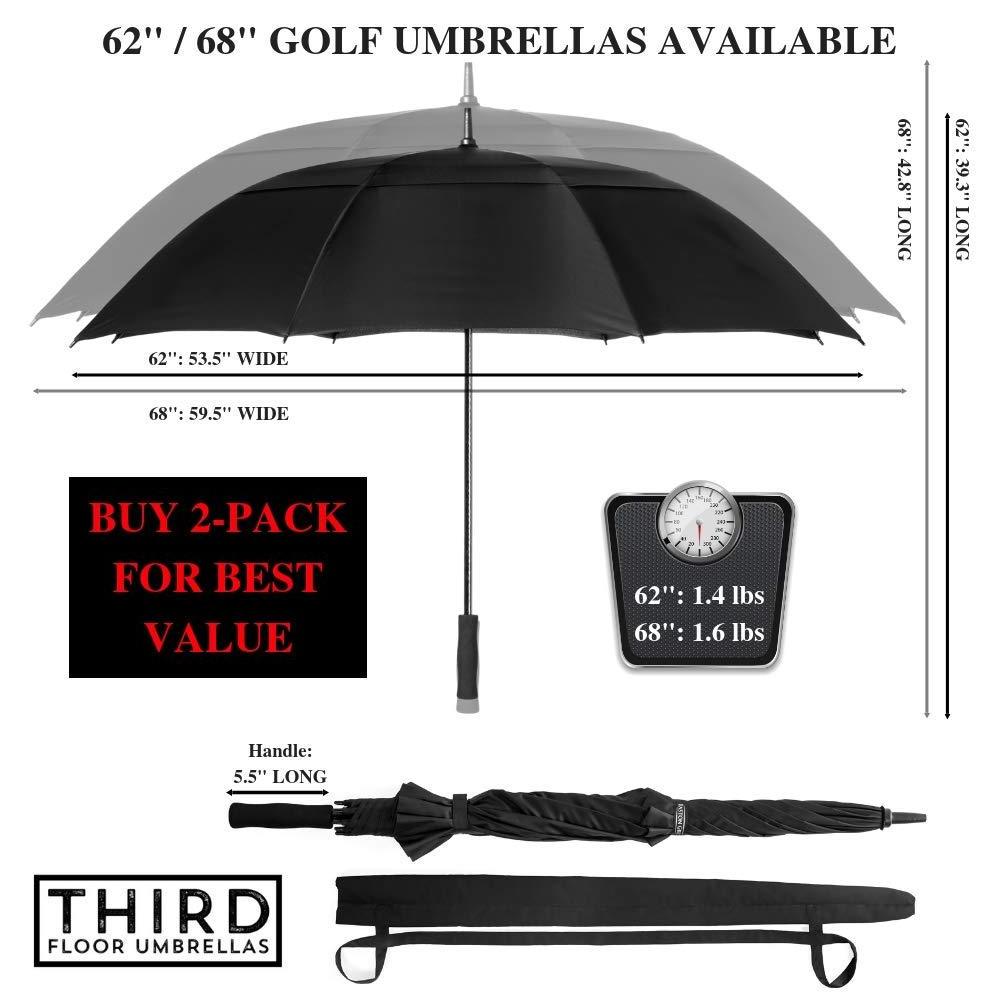 Extra Large Windproof Waterproof Sturdy Double Canopy Automatic Open Golf Umbrella