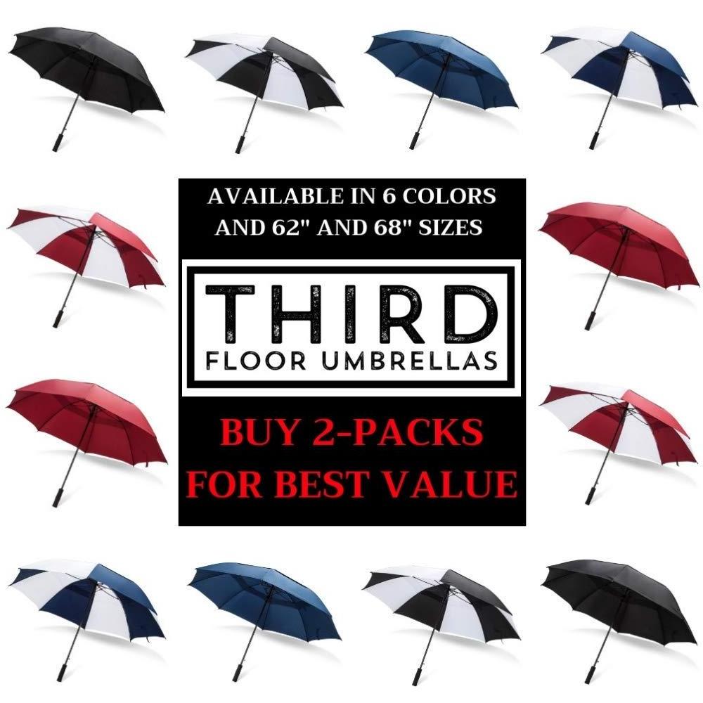 Extra Large Windproof Waterproof Sturdy Double Canopy Automatic Open Golf Umbrella