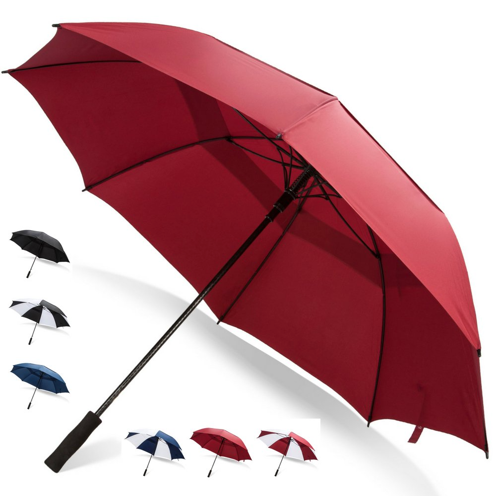 Extra Large Windproof Waterproof Sturdy Double Canopy Automatic Open Golf Umbrella