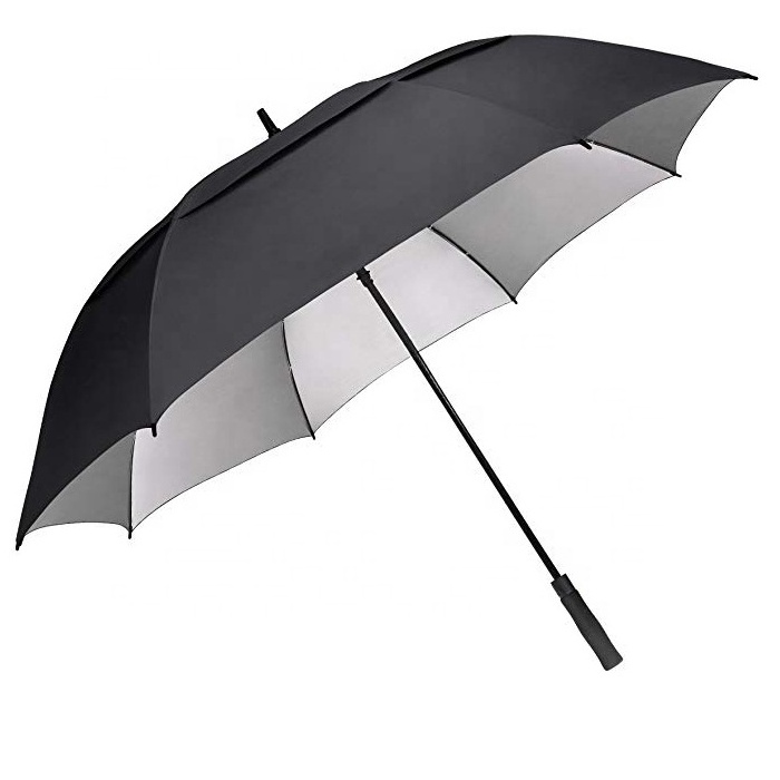 Double Layer Large black frame High Quality Golf Silver Coating automatic Umbrella