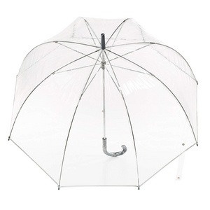 2023 Hot Sale 23 Inch 8 Ribs J-shape handle Transparent Dome automatic Umbrella