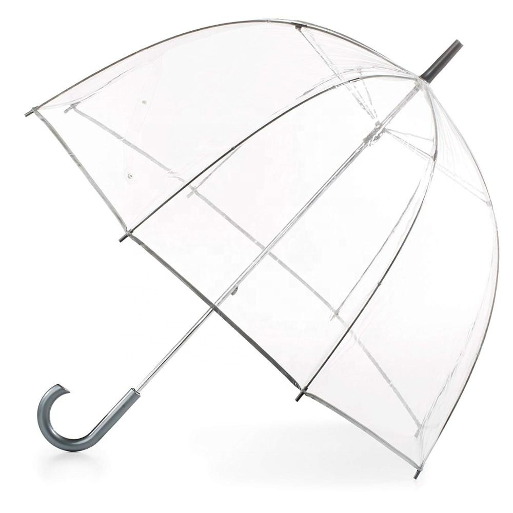 2023 Hot Sale 23 Inch 8 Ribs J-shape handle Transparent Dome automatic Umbrella