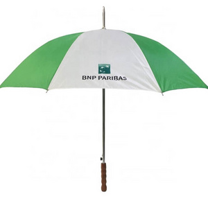 2023 Rain Wooden Handle 27 Inch 8 Ribs Promotion Straight Golf Hot Sale White Green Umbrella