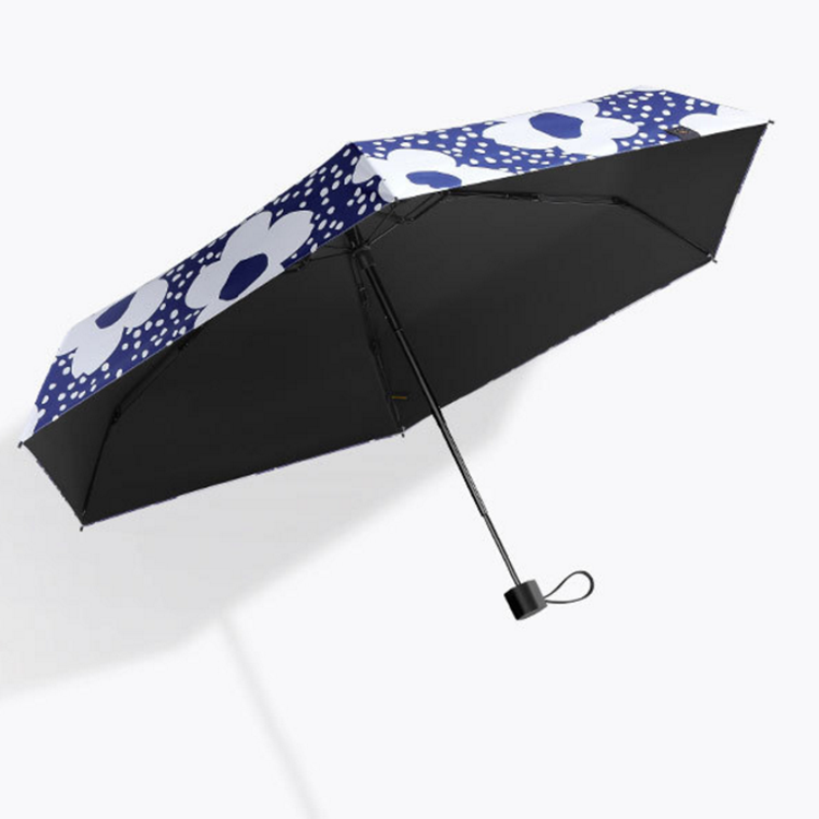 Super Mini Portable Travel 5 Folding bottle handle UV Coating blue flower print Umbrella