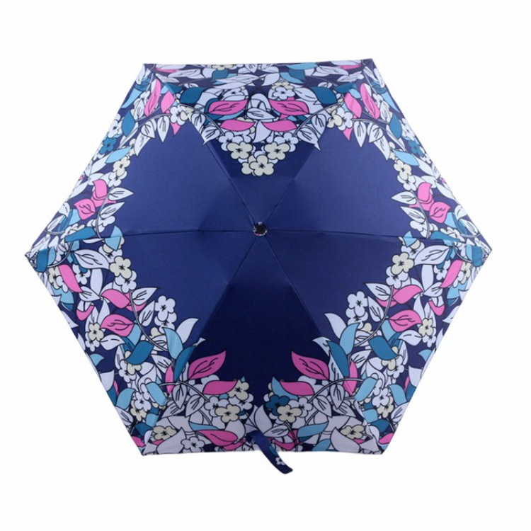 Super Mini Black Coating Travel Custom heart shape printing Single Layer 5 Folding Umbrella