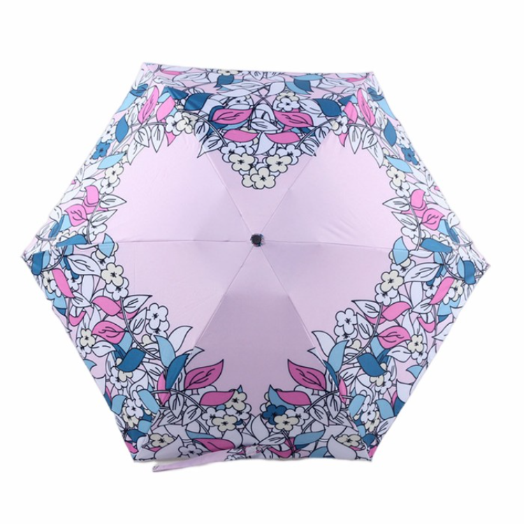 Super Mini Black Coating Travel Custom heart shape printing Single Layer 5 Folding Umbrella