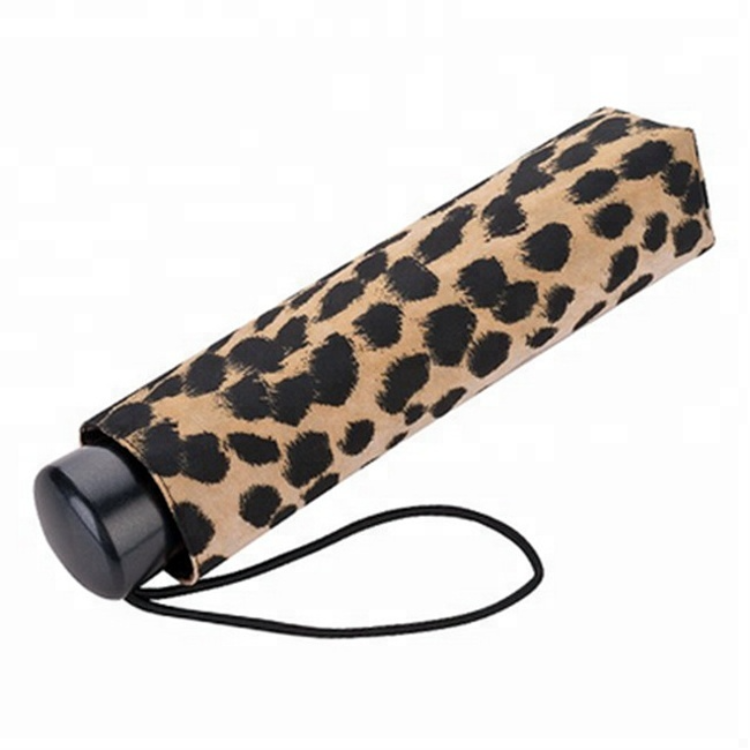 Wholesale Auto Open Close 3 Folding Leopard Print 27 Inch Portable Foldable Umbrella