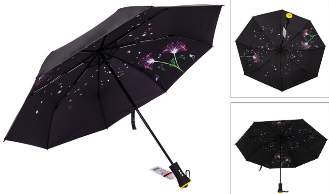 Creative Windproof travel electric multifunctional solar light panel battery music USB power charger automatic umbrella