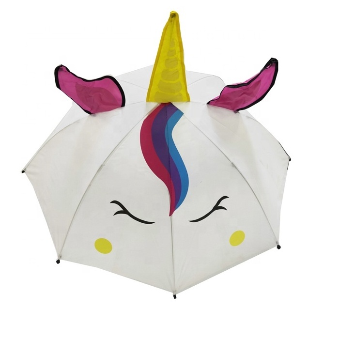 Unicorn umbrella w/Stars Pop up Umbrella for Kid with Safety Open and Close Age 3-7