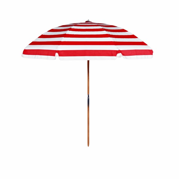 Wholesale Manual open Beach Promotion Outdoor solar beach umbrella Red and white striped umbrella