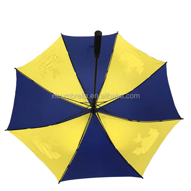 Wholesale Manual Opening Close Top Quality 30 Inch Blue Yellow Stitching Big Golf Custom Logo Printing High Hot Sale Umbrella