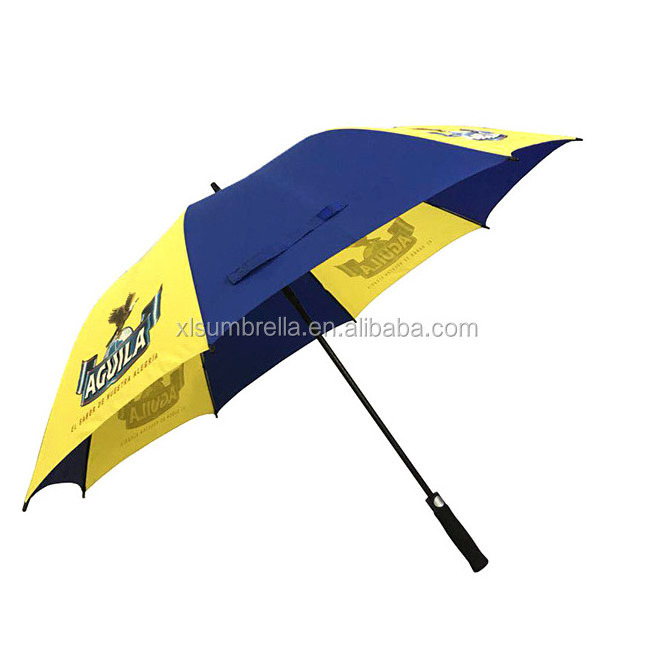 Wholesale Manual Opening Close Top Quality 30 Inch Blue Yellow Stitching Big Golf Custom Logo Printing High Hot Sale Umbrella