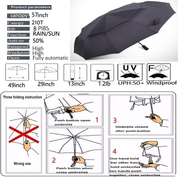 Travel Umbrella Folding Large Automatic Golf Umbrellas Windproof Double Crown Cover Compact