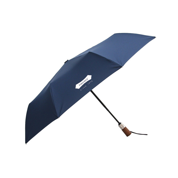 wooden handle high quality  rainy Top umbrella Strong Windproof Automatic Open And Close Wood Handle 3 Fold Folding Umbrella