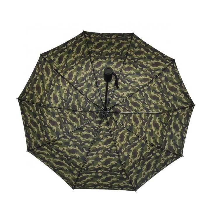 Customized Printing Travel Umbrella 3 Folding Auto 10 ribs Windproof Rainy Umbrella With Camouflage Fabric