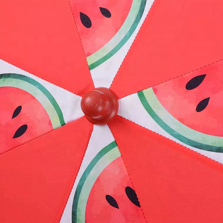 Custom New Design Red Frame Waterproof Outdoor Patio Watermelon Pattern Beach Umbrella