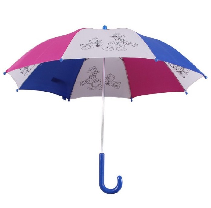 White Children Umbrella Auto Open Metal Shaft Fiberglass Ribs Painting  Umbrella