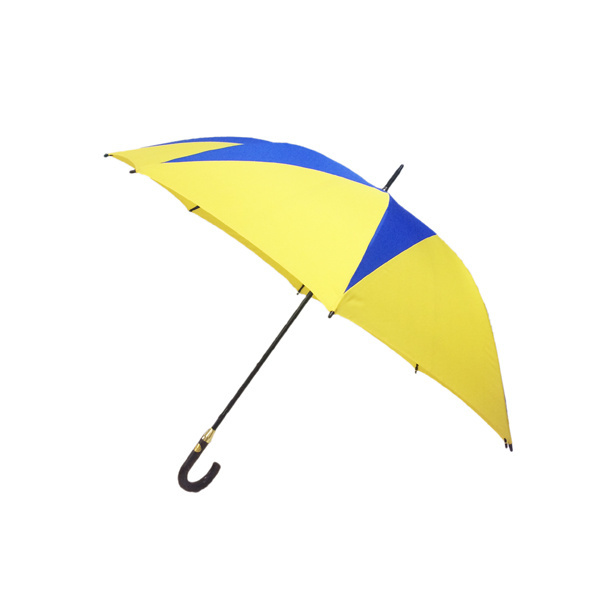 2023 windproof straight yellow walking stick custom China supplier latest geometric umbrella with logo prints