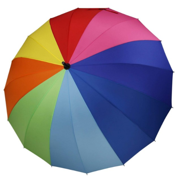 Auto Open Durable secure Waterproof Rainbow 16 colors windproof straight shank Umbrella