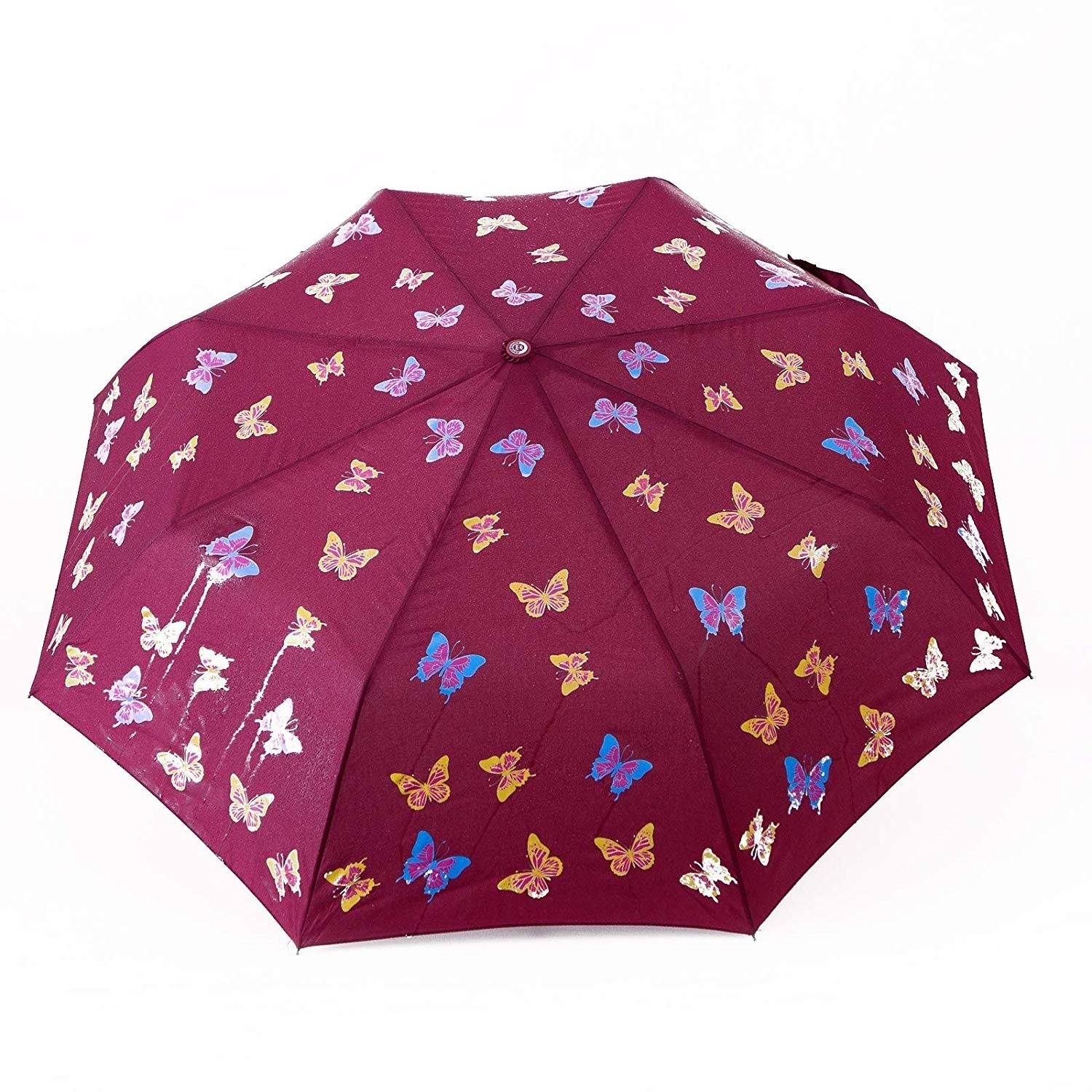 Butterfly Water Discoloration Sun&Rain Travel Uv Protection Folding Umbrella