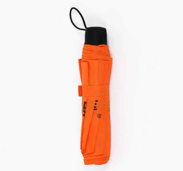 Orange 3 Fold Manual Opening Customized advertising Promotional Pongee Fabric Umbrella