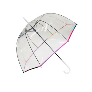 Wholesale Custom Poe Transparent Automatic Clear Color Elegant Outdoor Straight Cheap Dome Clear Umbrella