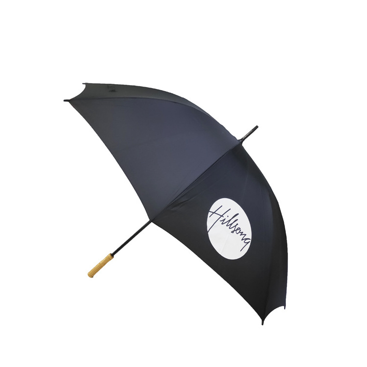 60 Inch Manual Open Fiberglass  Single Layer Canopy Golf Umbrella With  Printing Logo