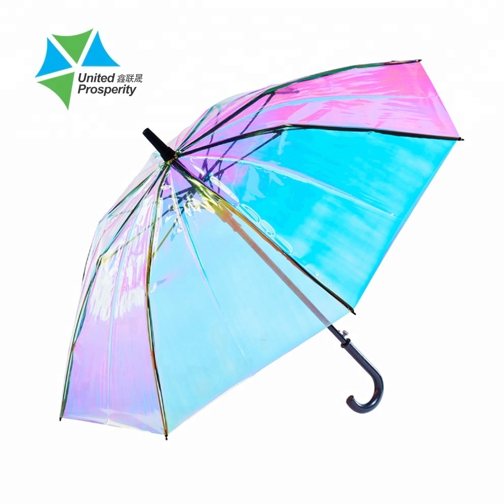 Popular poe clear Iridescent holographic umbrella