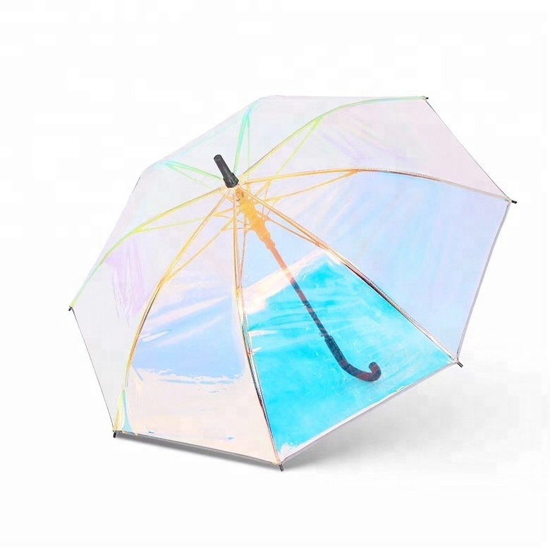 Popular poe clear Iridescent holographic umbrella