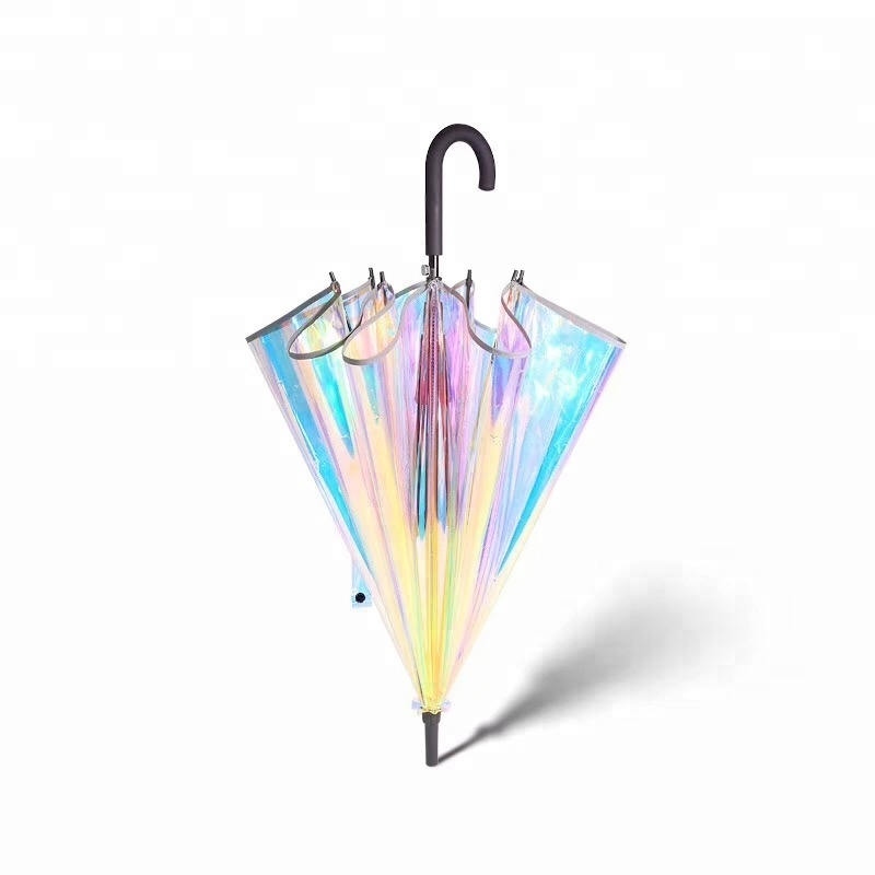 Popular poe clear Iridescent holographic umbrella