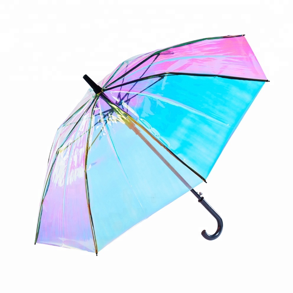 Popular poe clear Iridescent holographic umbrella