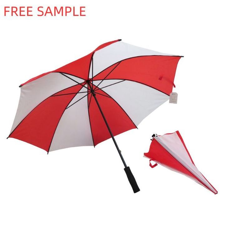 Windproof Multi Color Storm Proof Vented Free Sample Red And White Straight  Advertising Gift Windproof Golf Umbrella