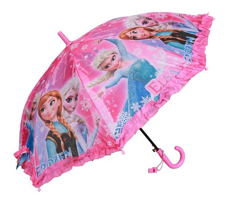 Suppliers Manufacturer Wholesale Custom Logo Color Frozen Elsa Princess Cartoon Animal Cheap Stick Girl'S Kids Umbrella