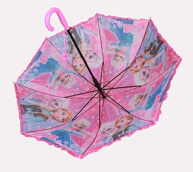 Suppliers Manufacturer Wholesale Custom Logo Color Frozen Elsa Princess Cartoon Animal Cheap Stick Girl'S Kids Umbrella