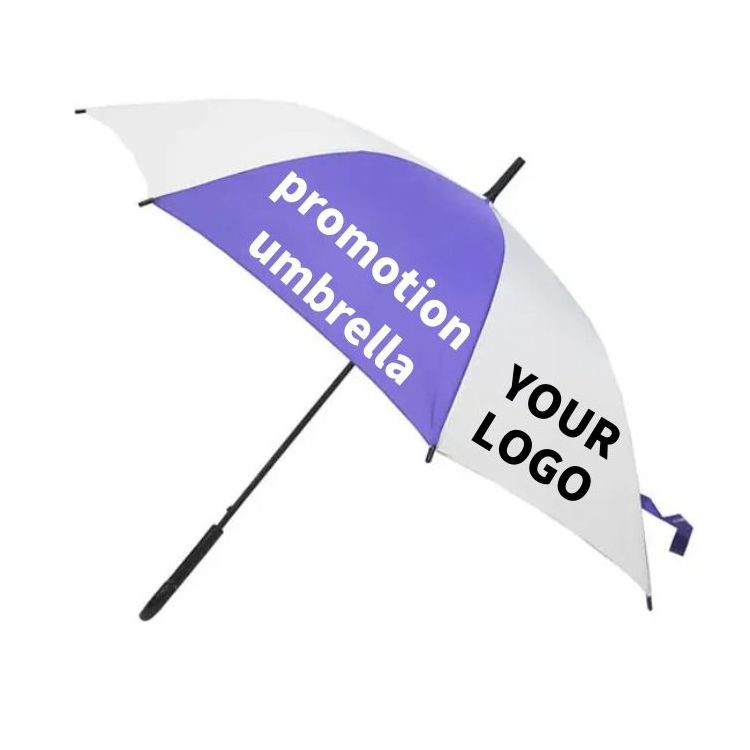 Factory Wholesale White And Purple Splicing Custom Advertising Straight Cheap Promotion Low Price Customized Rain Umbrella